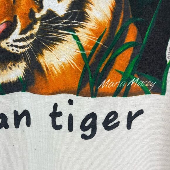 Vintage 1992 tee shirt Lifeline Siberian Tiger Hanes Beefy-T size Med - Picture 2 of 5